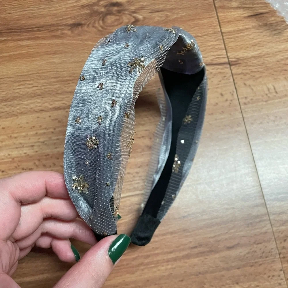 Gray Tulle Knot headband